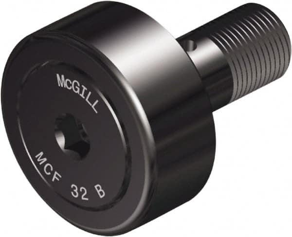 McGill - 62mm Roller Diam x 29mm Width, 24mm Stud Diam x 50mm Length, Crowned Sealed Stud Cam Follower with Hex - Steel, 25mm Thread Length, M24x1.5 Thread, 80mm OAL, 8,732 Lb Dynamic Cap, 14,703 Lb Static Cap - Makers Industrial Supply