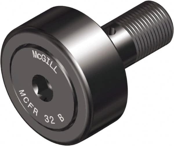 McGill - 72mm Roller Diam x 29mm Width, 24mm Stud Diam x 50mm Length, Crowned Sealed Stud Cam Follower with Hex - Steel, 25mm Thread Length, M24x1.5 Thread, 80mm OAL, 5,931 Lb Dynamic Cap, 10,409 Lb Static Cap - Makers Industrial Supply