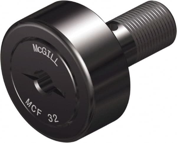 McGill - 30mm Roller Diam x 14mm Width, 12mm Stud Diam x 25mm Length, Crowned Sealed Stud Cam Follower - Steel, 14mm Thread Length, M12x1.5 Thread, 40mm OAL, 2,491 Lb Dynamic Cap, 3,440 Lb Static Cap - Makers Industrial Supply