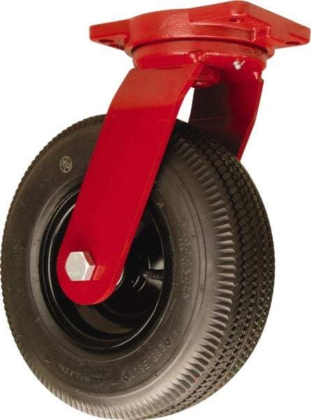 Hamilton - 12" Diam, Rubber Swivel Caster - 625 Lb Capacity, Top Plate Mount, 6-1/8" x 7-1/2" Plate, Sealed Precision Ball Bearing - Makers Industrial Supply