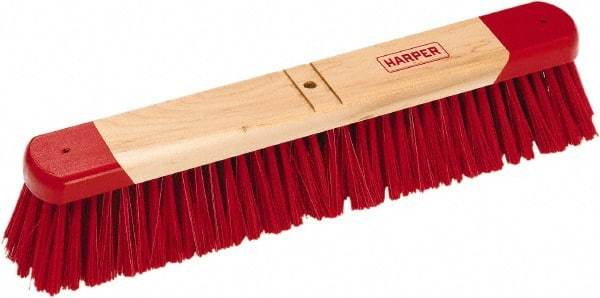 Harper Brush - 18" General Purpose Synthetic Push Broom - 3" Bristle Length, Wood Block, Bolt-On Handle Connection, Handle Sold Separately - Makers Industrial Supply