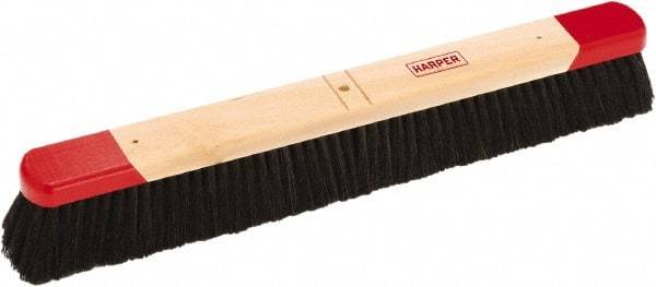 Harper Brush - 24" Medium Duty Tampico Push Broom - 3" Bristle Length, Wood Block, Bolt-On Handle Connection, Handle Sold Separately - Makers Industrial Supply