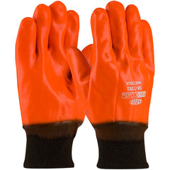 ‎58-7303 Coated Supported Gloves - Supported PVC - Foam Lined - HV Orange - Smooth - Knit Wrist - Exact Industrial Supply