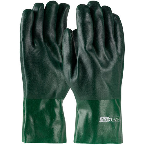 ‎58-8025DD Coated Supported Gloves - ProCoat - Supported PVC - Jersey Lined - Green - Rough Acid Fnsh - 12 Inch - Exact Industrial Supply