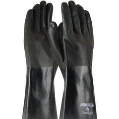 ‎58-8364 Coated Supported Gloves - ProCoat - Premium Supported PVC - Jersey Lined - Black - Sandy - 14 Inch - Exact Industrial Supply