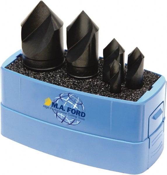 M.A. Ford - 5 Piece, 1/4 to 1" Head Diam, 120° Included Angle, Single End Countersink Set - Makers Industrial Supply