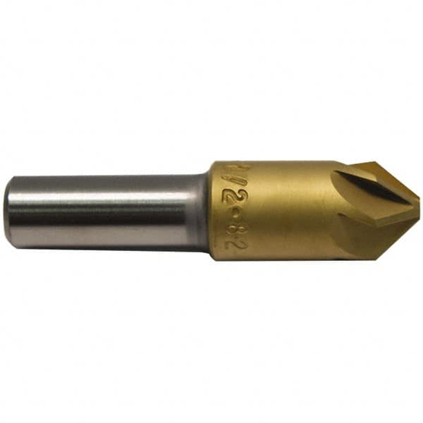 M.A. Ford - 3/16" Head Diam, 3/16" Shank Diam, 6 Flute 90° High Speed Steel Countersink - TiN Finish, 1-1/2" OAL - Makers Industrial Supply