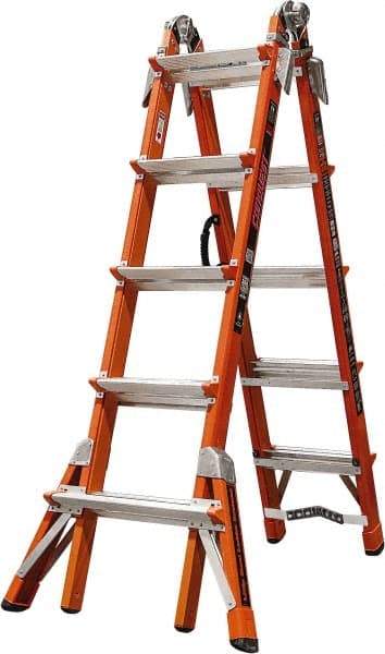 Little Giant Ladder - 18 Steps, 18' High, Type IA Rating, Fiberglass Multi-Use Ladder - 300 Lb Load Capacity, 29" Base Width - Makers Industrial Supply