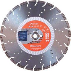 Husqvarna - 14" Diam, 25/32 & 1" Arbor Hole Diam, Continuous Edge Tooth Wet & Dry Cut Saw Blade - Diamond-Tipped, General Purpose Action, Standard Round Arbor - Makers Industrial Supply