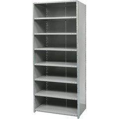 Hallowell - 8 Shelf, 500 Lb. Capacity, Free Standing Closed Shelving - 36 Inch Wide x 18 Inch Deep x 87 Inch High, Gray - Makers Industrial Supply