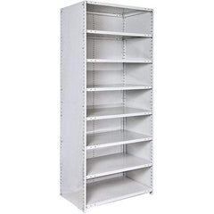 Hallowell - 8 Shelf, 500 Lb. Capacity, Closed Shelving Starter Unit - 36 Inch Wide x 18 Inch Deep x 87 Inch High, Platinum - Makers Industrial Supply