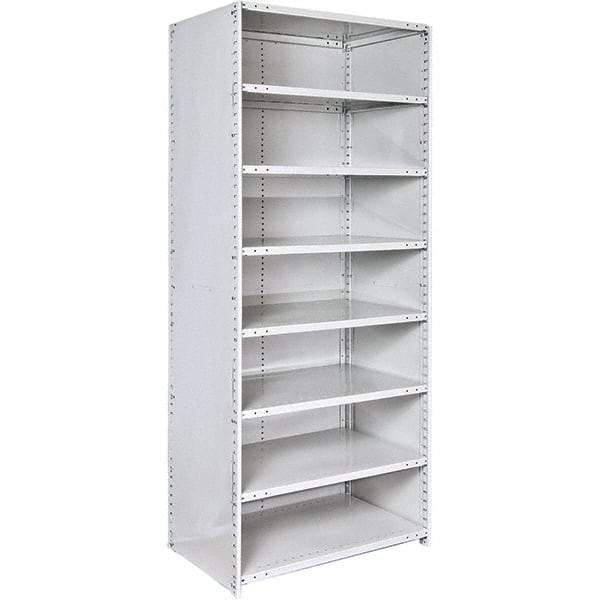 Hallowell - 8 Shelf, 375 Lb. Capacity, Closed Shelving Starter Unit - 48 Inch Wide x 12 Inch Deep x 87 Inch High, Platinum - Makers Industrial Supply