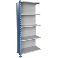 Hallowell - 5 Shelf, 500 Lb. Capacity, Closed Shelving Add-On Unit - 48 Inch Wide x 24 Inch Deep x 87 Inch High, Blue and Platinum - Makers Industrial Supply