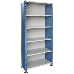 Hallowell - 6 Shelf, 900 Lb. Capacity, Closed Shelving Starter Unit - 48 Inch Wide x 18 Inch Deep x 123 Inch High, Blue and Platinum - Makers Industrial Supply