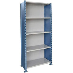 Hallowell - 5 Shelf, 800 Lb. Capacity, Closed Shelving Starter Unit - 36 Inch Wide x 24 Inch Deep x 123 Inch High, Blue and Platinum - Makers Industrial Supply