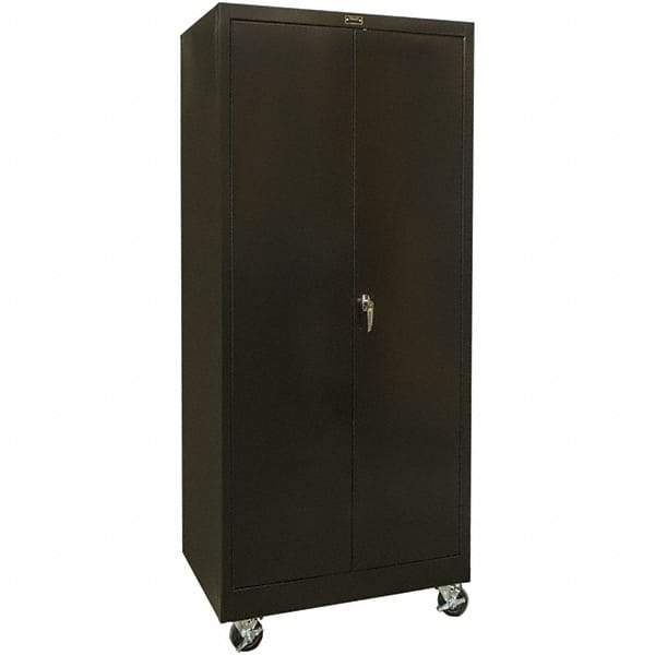 Hallowell - 4 Shelf Mobile Storage Cabinet - Steel, 48" Wide x 24" Deep x 78" High, Black - Makers Industrial Supply