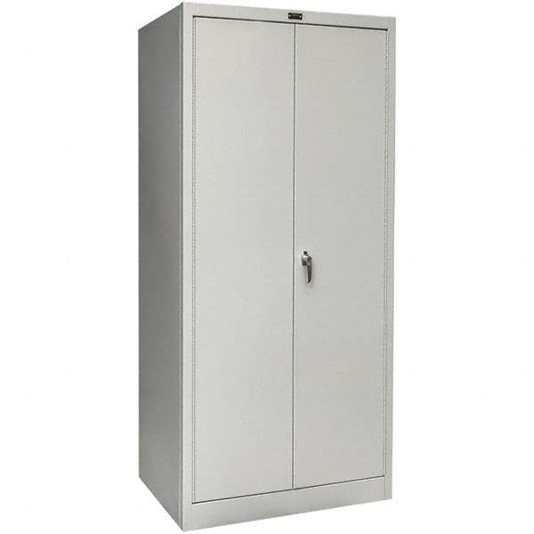 Hallowell - 4 Shelf Locking Storage Cabinet - Steel, 36" Wide x 18" Deep x 78" High, Platinum - Makers Industrial Supply