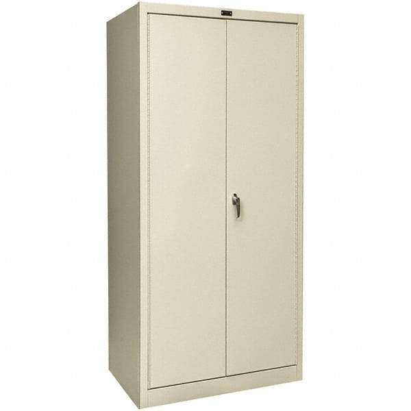 Hallowell - 4 Shelf Locking Storage Cabinet - Steel, 36" Wide x 18" Deep x 72" High, Tan - Makers Industrial Supply