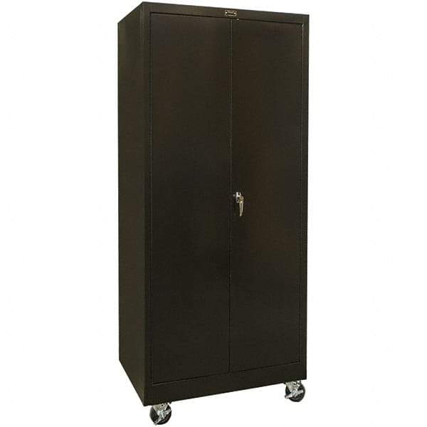 Hallowell - 4 Shelf Mobile Storage Cabinet - Steel, 36" Wide x 24" Deep x 72" High, Black - Makers Industrial Supply