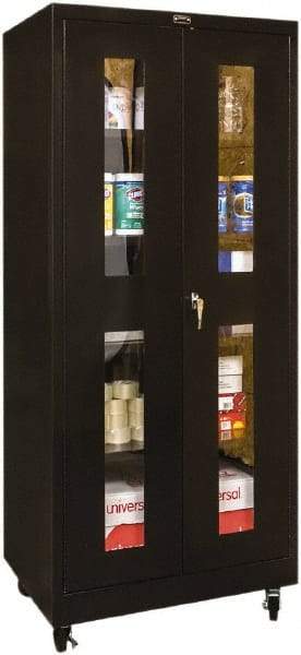 Hallowell - 4 Shelf Mobile Storage Cabinet - Steel, 36" Wide x 24" Deep x 72" High, Black - Makers Industrial Supply