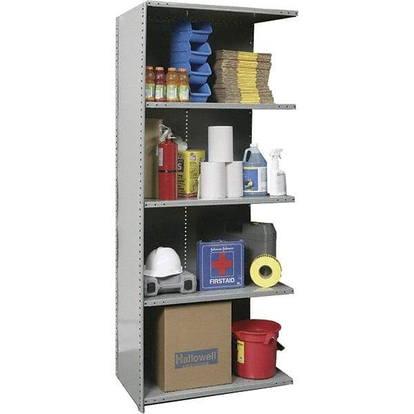 Hallowell - 5 Shelf, 350 Lb. Capacity, Closed Shelving Add-On Unit - 48 Inch Wide x 24 Inch Deep x 87 Inch High, Gray - Makers Industrial Supply