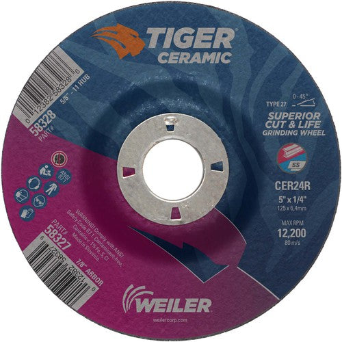 5X1/4 TIGER CERAMIC T27 GRIND WHL - Makers Industrial Supply