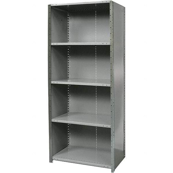 Hallowell - 5 Shelf, 1,100 Lb. Capacity, Free Standing Closed Shelving - 36 Inch Wide x 12 Inch Deep x 87 Inch High, Gray - Makers Industrial Supply