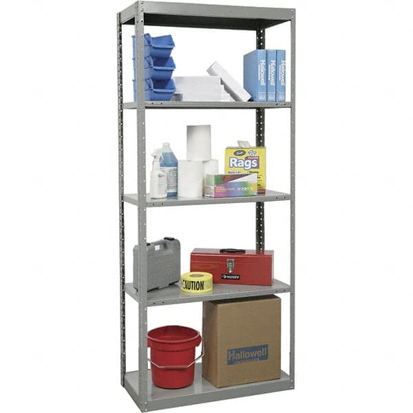 Hallowell - 5 Shelf Starter Heavy-Duty Open Steel Shelving - 800 Lb Capacity, 36" Wide x 87" High x 24" Deep, Gray - Makers Industrial Supply