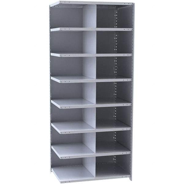 Hallowell - 14 Bin Closed Industrial Bin Shelving - 36 Inch Overall Width x 18 Inch Overall Depth x 87 Inch Overall Height, Gray Metal Bins - Makers Industrial Supply