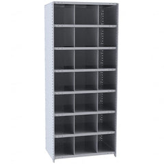 Hallowell - 21 Bin Closed Industrial Bin Shelving - 36 Inch Overall Width x 18 Inch Overall Depth x 87 Inch Overall Height, Gray Metal Bins - Makers Industrial Supply