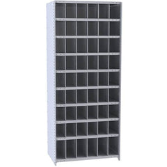 Hallowell - 54 Bin Closed Industrial Bin Shelving - 36 Inch Overall Width x 18 Inch Overall Depth x 87 Inch Overall Height, Gray Metal Bins - Makers Industrial Supply