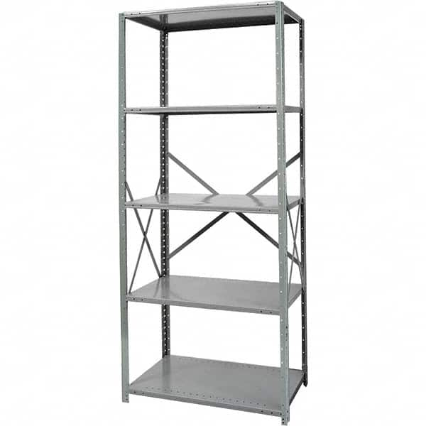 Hallowell - 5 Shelf Starter Extra Heavy-Duty Open Steel Shelving - 900 Lb Capacity, 48" Wide x 87" High x 18" Deep, Gray - Makers Industrial Supply