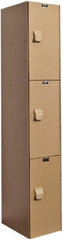 Hallowell - 3 Door, 3 Tier, Solid Plastic Locker - Makers Industrial Supply