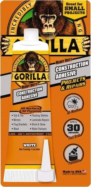 Gorilla Glue - White, Tube Silyl Terminated Polyether Construction Adhesive - -40 to 200°F Service Temperature, Indoor & Outdoor - Makers Industrial Supply