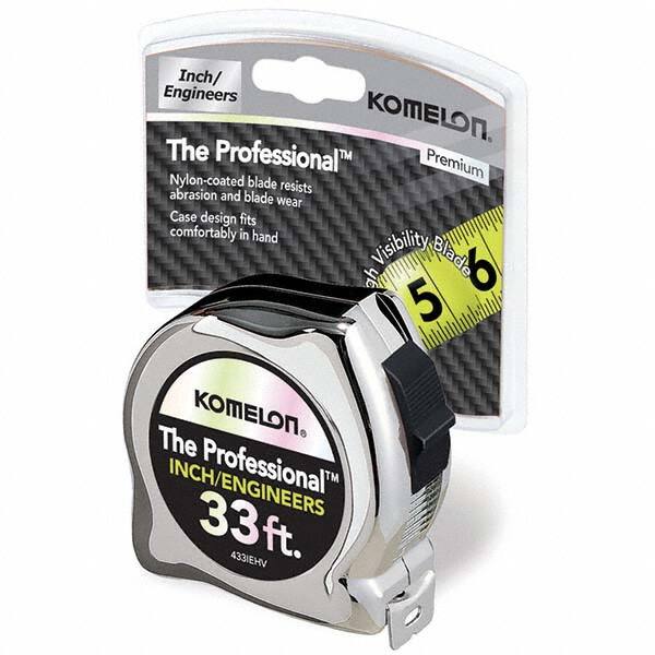 Komelon - 33' x 1" Hi-Vis Yellow/White Blade Tape Measure - Makers Industrial Supply