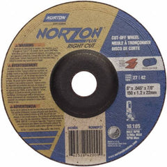 Norton - 46 Grit, 6" Wheel Diam, 7/8" Arbor Hole, Type 27 Depressed Center Wheel - Makers Industrial Supply