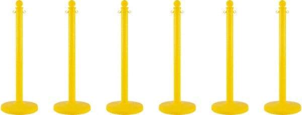 PRO-SAFE - 40" High, 2-1/2" Pole Diam, Warning Post - 14" Base Diam, Round Plastic Base, Yellow Plastic Post, For Outdoor Use - Makers Industrial Supply