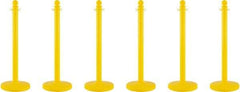 PRO-SAFE - 40" High, 2-1/2" Pole Diam, Warning Post - 14" Base Diam, Round Plastic Base, Yellow Plastic Post, For Outdoor Use - Makers Industrial Supply