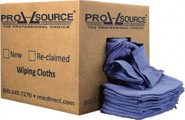 PRO-SOURCE - 25 Inch Long x 16 Inch Wide Virgin Cotton Rags - Blue, Huck, Lint Free, 10 Lbs. at 5 to 7 per Pound, Box - Makers Industrial Supply