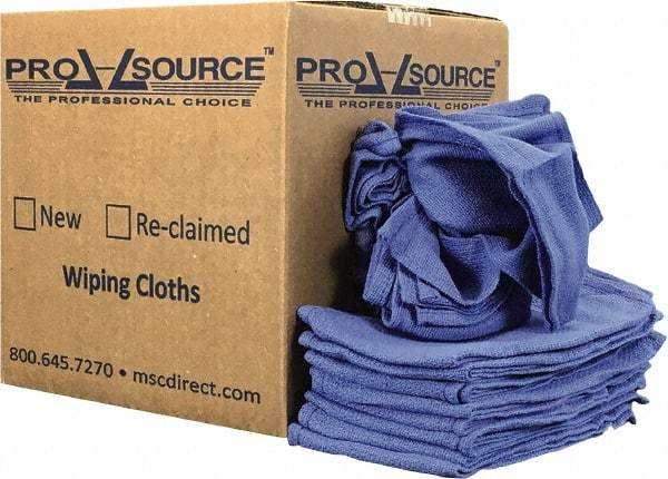 PRO-SOURCE - 25 Inch Long x 16 Inch Wide Virgin Cotton Rags - Blue, Denim, Lint Free, 5 Lbs. at 5 to 7 per Pound, Box - Makers Industrial Supply