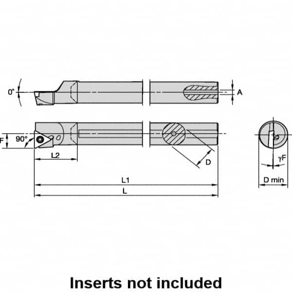 Kennametal - 11mm Min Bore Diam, 124.75mm OAL, 8mm Shank Diam, L-STFP Indexable Boring Bar - 19.12mm Max Bore Depth, TP.. 090204 Insert, Screw Holding Method - Makers Industrial Supply