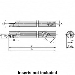 Kennametal - 11mm Min Bore Diam, 124.75mm OAL, 8mm Shank Diam, L-STFP Indexable Boring Bar - 19.12mm Max Bore Depth, TP.. 090204 Insert, Screw Holding Method - Makers Industrial Supply