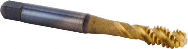 Kennametal - M10x1.50 Metric 3 Flute 6HX Modified Bottoming Spiral Flute Tap - Powdered Metal, TiCN/TiN Finish, 74.17mm OAL, Right Hand Flute, Right Hand Thread, Series T630 - Makers Industrial Supply