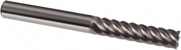 Guhring - 5/16", 1-1/8" LOC, 5/16" Shank Diam, 3" OAL, 6 Flute, Solid Carbide Square End Mill - Single End, Uncoated, Spiral Flute, 45° Helix, Right Hand Cut, Right Hand Flute, Series 3180 - Makers Industrial Supply