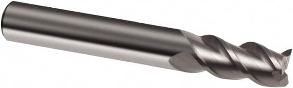 Guhring - 5/8", 1-1/4" LOC, 5/8" Shank Diam, 3-1/2" OAL, 3 Flute, Solid Carbide Square End Mill - Single End, Uncoated, Spiral Flute, 45° Helix, Right Hand Cut, Right Hand Flute, Series 3172 - Makers Industrial Supply