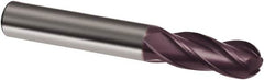 Guhring - 9/16" Diam, 1-1/8" LOC, 4 Flute Solid Carbide Ball End Mill - FIREX Finish, Single End, 3-1/2" OAL, 9/16" Shank Diam, Spiral Flute - Makers Industrial Supply