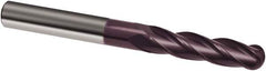 Guhring - 3/16" Diam, 1-1/4" LOC, 4 Flute Solid Carbide Ball End Mill - FIREX Finish, Single End, 3" OAL, 3/16" Shank Diam, Spiral Flute - Makers Industrial Supply