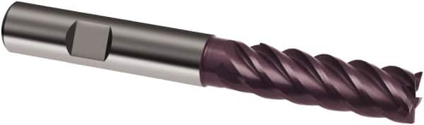 Guhring - 12mm, 36mm LOC, 12mm Shank Diam, 93mm OAL, 5 Flute, Solid Carbide Square End Mill - Single End, FIREX Finish, Spiral Flute, 45° Helix, Centercutting, Right Hand Cut, Right Hand Flute, Series 3898 - Makers Industrial Supply