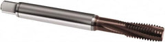 Guhring - 3/8-16 UNC 3 Flute 3BX Modified Bottoming Spiral Flute Tap - Powdered Metal, TiAlN Finish, 100mm OAL, Right Hand Flute, Right Hand Thread, H4, Series 1067 - Makers Industrial Supply