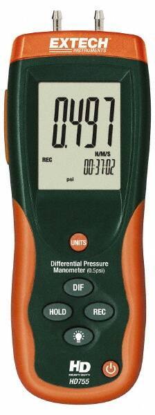 Extech - 2 Max psi, 0.3% FS% Accuracy, Differential Pressure Manometer - -1 to 0.5 Maximum PSI, -13.85 to 13.85 Inch Water Column - Makers Industrial Supply